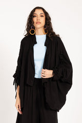 COMFY LINEN BLOUSE -BLACK