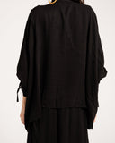 COMFY LINEN BLOUSE -BLACK