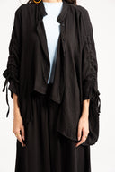 COMFY LINEN BLOUSE -BLACK