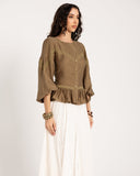 LACE VINTAGE BLOUSE -OLIVE