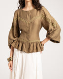 LACE VINTAGE BLOUSE -OLIVE