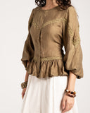 LACE VINTAGE BLOUSE -OLIVE