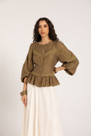 LACE VINTAGE BLOUSE -OLIVE