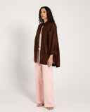 PURE LINEN OVERSIZED SHIRT -BROWN