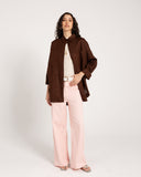 PURE LINEN OVERSIZED SHIRT -BROWN