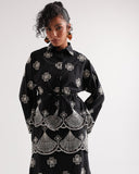 EMBROIDERY POPLIN BLOUSE -BLACK