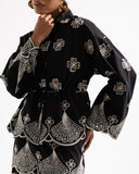 EMBROIDERY POPLIN BLOUSE -BLACK