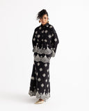 LATTICE BLOOM A-LINE SKIRT -BLACK