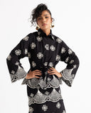 EMBROIDERY POPLIN BLOUSE -BLACK