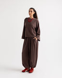 Aura Ribbed T-Shirt -BROWN
