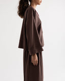 Aura Ribbed T-Shirt -BROWN