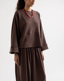 Aura Ribbed T-Shirt -BROWN