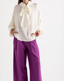 OVERSIZED SATIN BLOUSE -OFF WHITE