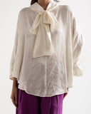 OVERSIZED SATIN BLOUSE -OFF WHITE