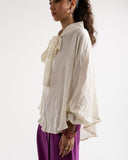 OVERSIZED SATIN BLOUSE -OFF WHITE