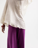 OVERSIZED SATIN BLOUSE -OFF WHITE