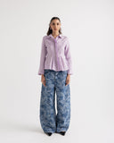 ELEGANT WAIST-FIT SHIRT -PURPLE