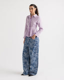 ELEGANT WAIST-FIT SHIRT -PURPLE