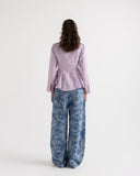 ELEGANT WAIST-FIT SHIRT -PURPLE
