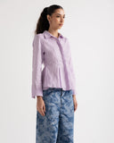 ELEGANT WAIST-FIT SHIRT -PURPLE