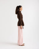STRIPED LINEN SHIRT -brown