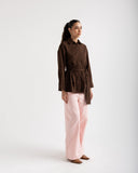 STRIPED LINEN SHIRT -brown
