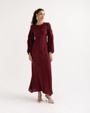 RELAXED WAIST DRESS -MAROON