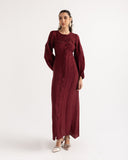 RELAXED WAIST DRESS -MAROON