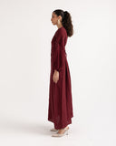 RELAXED WAIST DRESS -MAROON