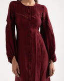 RELAXED WAIST DRESS -MAROON