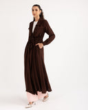 LONG LINEN CARDIGAN -BROWN