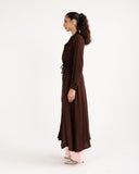 LONG LINEN CARDIGAN -BROWN
