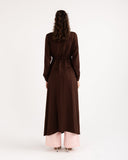 LONG LINEN CARDIGAN -BROWN