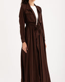 LONG LINEN CARDIGAN -BROWN