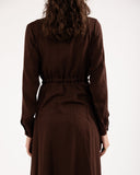 LONG LINEN CARDIGAN -BROWN