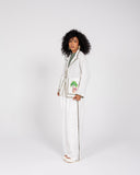EMBROIDERED BORDER PANTS -OFF WHITE