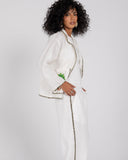 PALM EMBROIDERED BORDER SHIRT -OFF WHITE