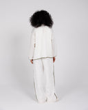 EMBROIDERED BORDER PANTS -OFF WHITE