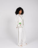 EMBROIDERED BORDER PANTS -OFF WHITE