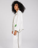 PALM EMBROIDERED BORDER SHIRT -OFF WHITE