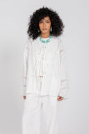 WASHED PURE LINEN LACE KIMONO -OFF WHITE