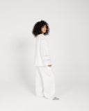 WASHED PURE LINEN LACE PANTS -OFF WHITE