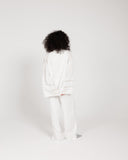 WASHED PURE LINEN LACE PANTS -OFF WHITE