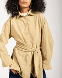 STRIPED LINEN SHIRT -Mustard