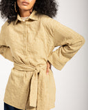 STRIPED LINEN SHIRT -Mustard