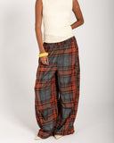 CHECKERED BALLOON PANTS -Red Pear