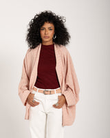 STRIPED LINEN KIMONO -ROSE