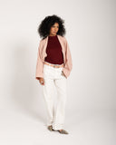 STRIPED LINEN KIMONO -ROSE
