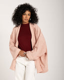 STRIPED LINEN KIMONO -ROSE
