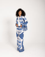 Border Printed Pants -BLUE